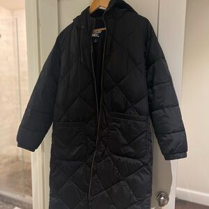 Lands' End Black Quilted Coat